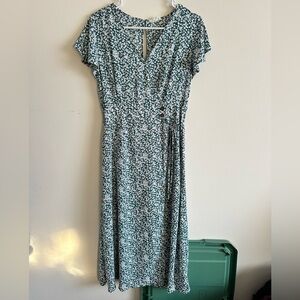 Teal Floral Wrap Dress